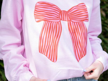 Pink & Red Bow Sweatshirt in Pink Online Hot Sale