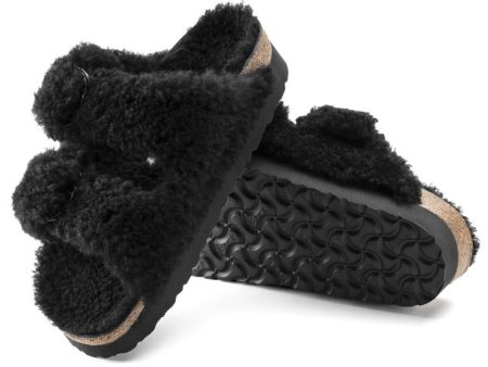 Birkenstock: Arizona Platform Big Buckle in Teddy Black Shearling For Cheap