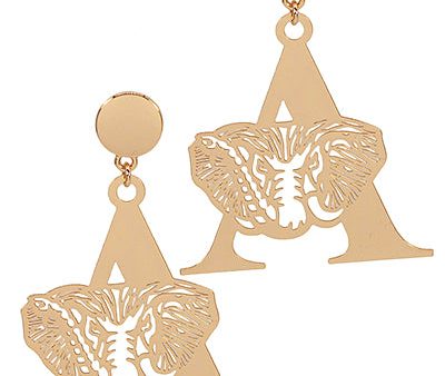 Gold A Elephant Earrings Fashion