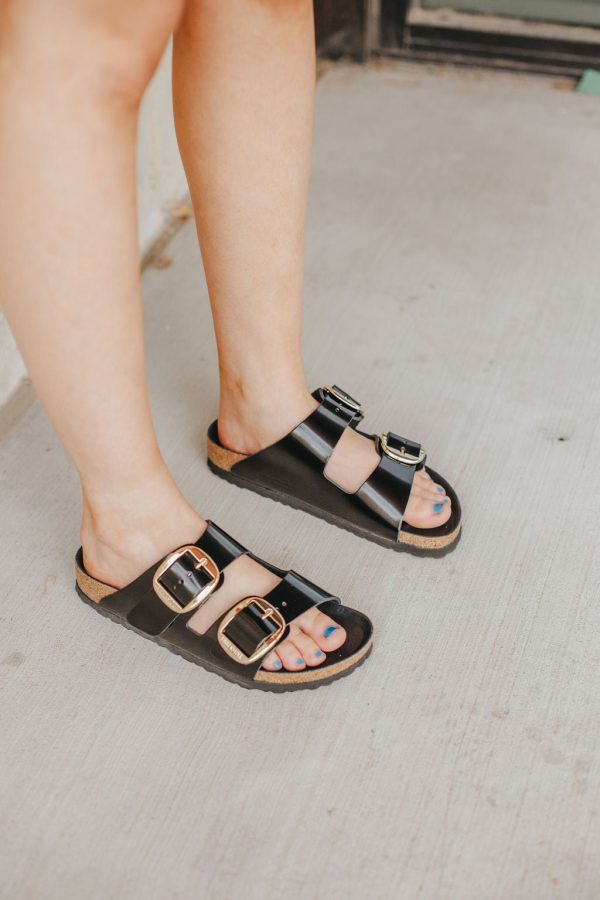 Birkenstock: Arizona Big Buckle in High Shine Black Sale