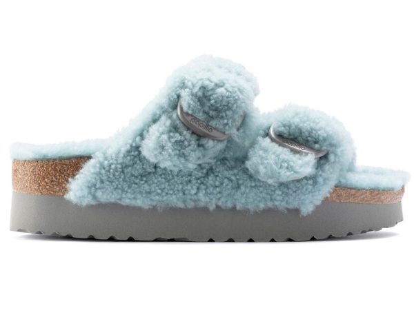 Birkenstock: Arizona Big Buckle Teddy in Aqua Online Sale