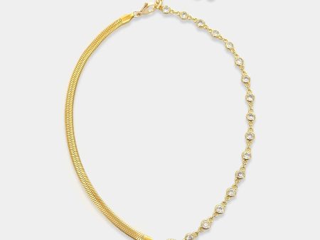 Herringbone CZ Chain Choker MNK058 Cheap