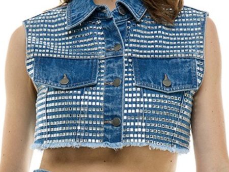 Brittany denim crop vest For Discount