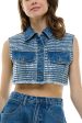 Brittany denim crop vest For Discount