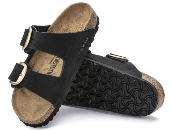 Birkenstock: Arizona Big Buckle Nubuck in Black REGULAR fit Cheap