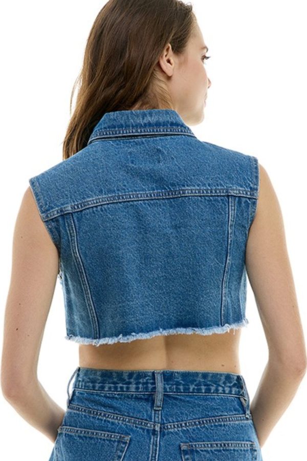 Brittany denim crop vest For Discount